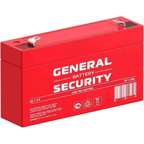 Аккумулятор GENERAL SECURITY 1.3 Ач, 97x24x58